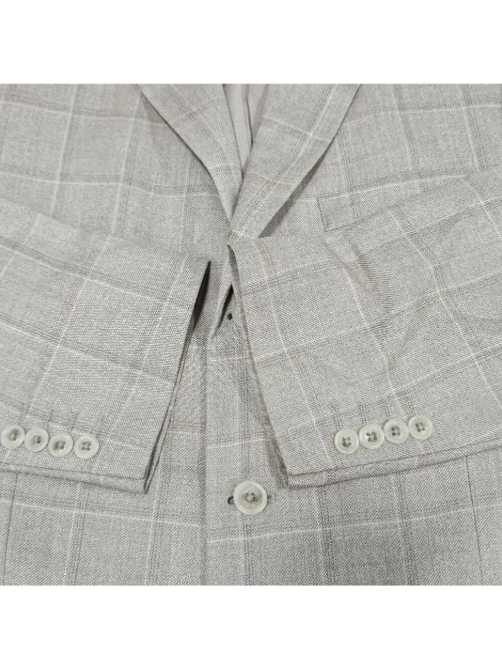 Stafford Beige Silk Wool Executive 3 Button Ventless Notch Blazer Sport Coat 42R